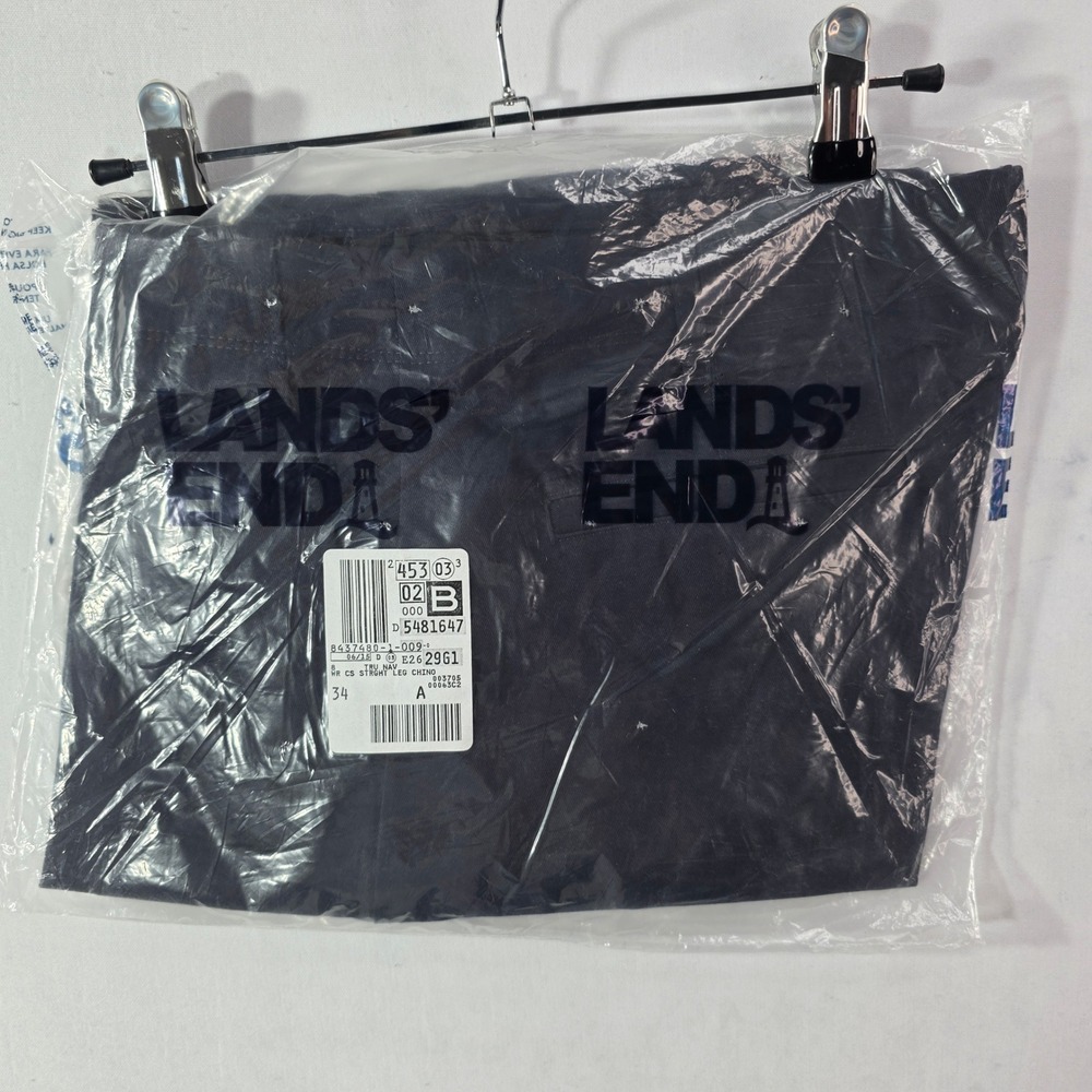 NWT Lands' End Womens Straight Leg Chino Pants True Navy Size 8